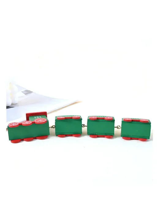 Паровозик с вагончиками новогодний деревянный 25х4х6см, 25x4x6 см, фото 4