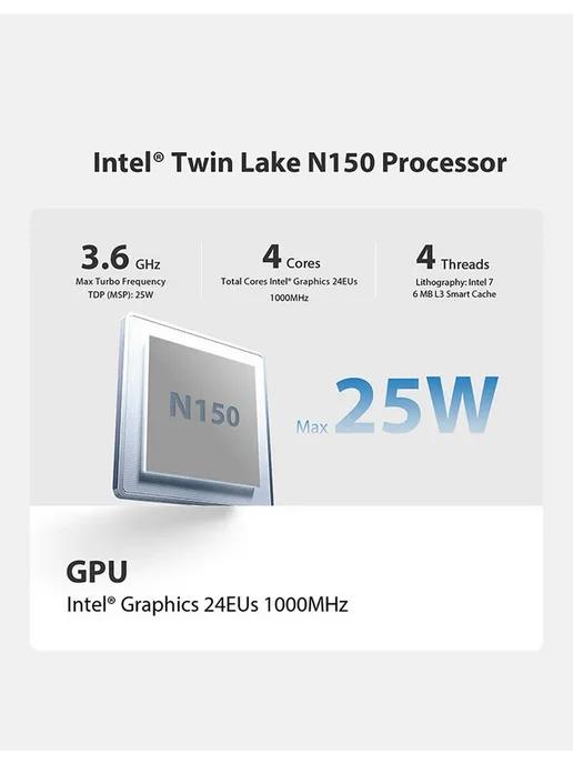 Beelink Мини компьютер MINI S13 intel N150, 12ГБ+500 ГБ, 16 ГБ, 500 ГБ, фото 4