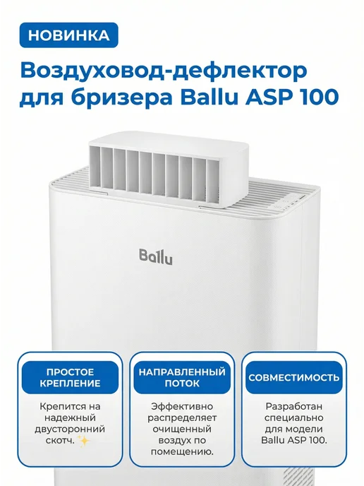 Воздуховод-дефлектор для бризера ASP 100, белый