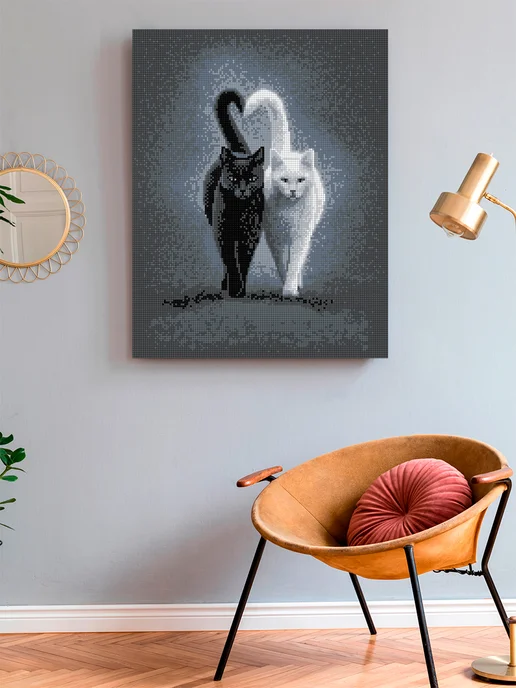 Art on Canvas Кошачий контраст Алмазная мозаика на подрамнике 40х50 см, 40x50 см, фото 3