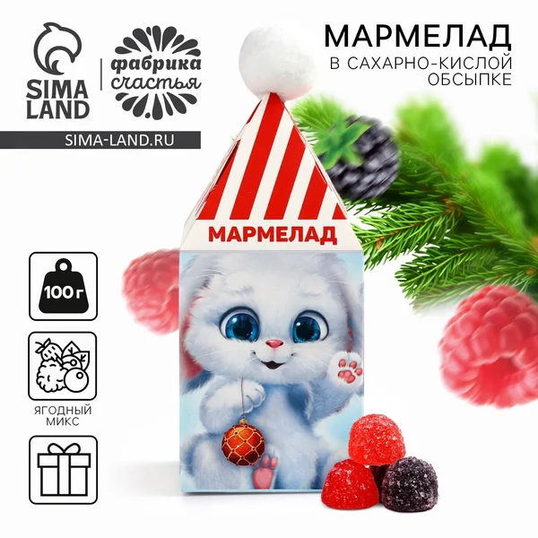 Мармелад жевательный в коробке в форме ягод 100 г