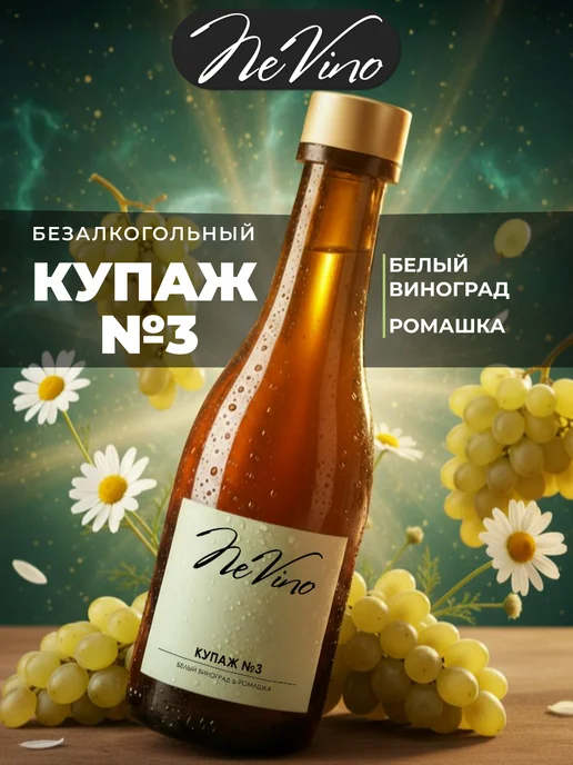 NeVino Безалкогольное вино Купаж №3 белый виноград ромашка 200 мл, 200 мл, фото 7