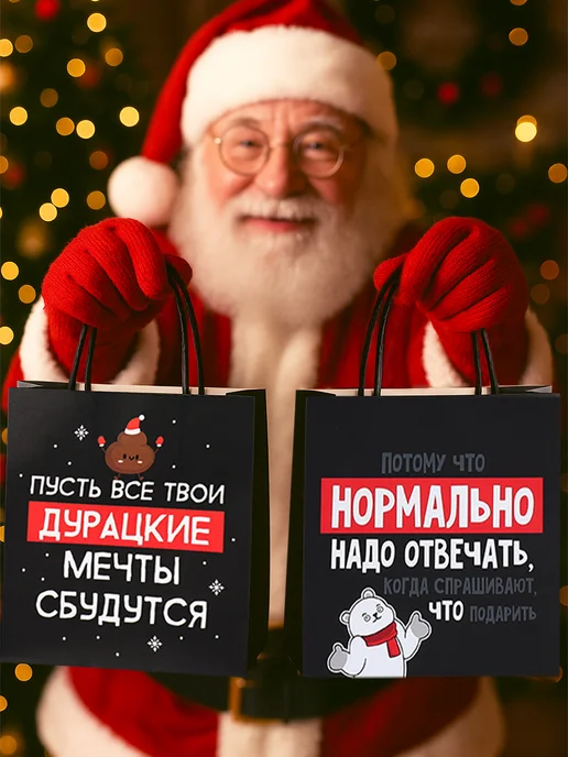 Сима-Ленд & Дарите Счастье Набор подарочных пакетов с приколом для упаковки подарка, вариант, фото 3