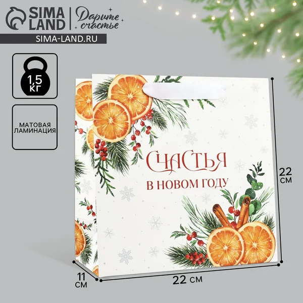 Подарочный новогодний пакет для упаковки подарка