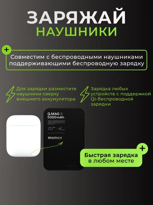 MOMAX Внешний аккумулятор Magsafe powerbank 5000 Titanium, титан, фото 8