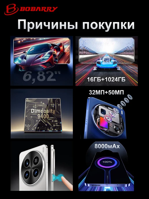 Смартфон Bobarry X200 1/1024 ГБ, синий, фото 3