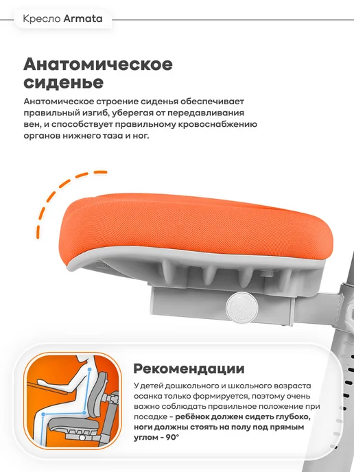 Anatomica Armata с подлокотниками кресло для школьника фиолетовый, оранжевый, фото 5