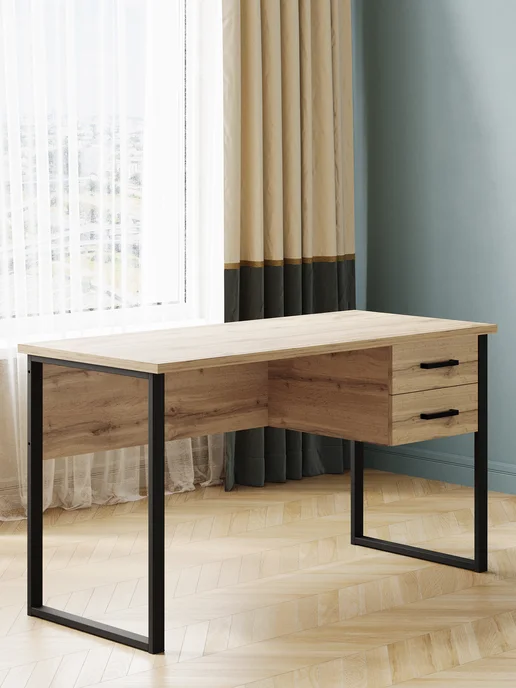 Make Mebel Стол письменный с ящиками, с тумбой Андерс 140 см, Дуб Вотан, коричневый, фото 6