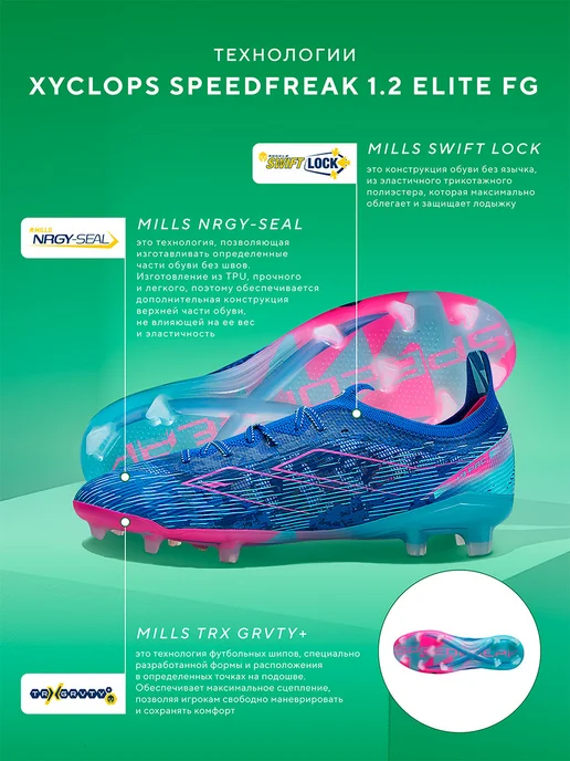 Mills Бутсы футбольные XYCLOPS SPEEDFREAK 1.2 ELITE FG, синий, фото 2