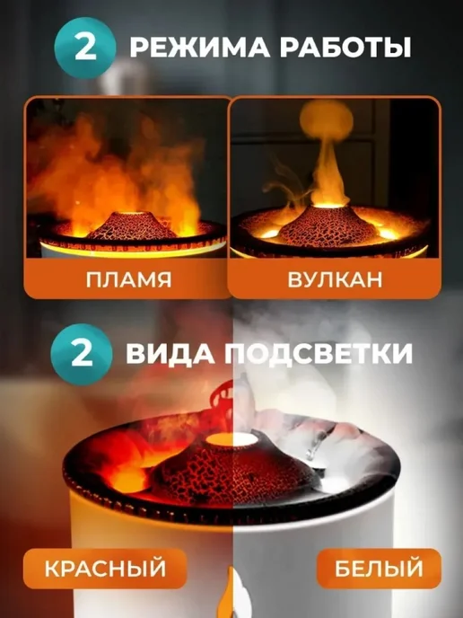ArmStore-lux Увлажнитель воздуха для дома настольный вулкан, белый, фото 3