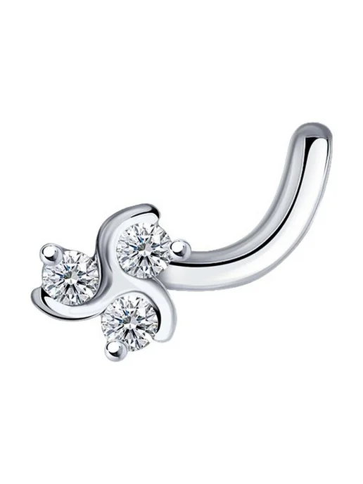 DIAMANT-ONLINE Пирсинг в нос из белого золота с бриллиантом 585 пробы, белый, фото 3