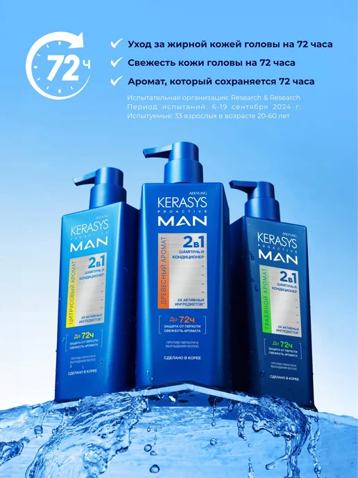 KERASYS Шампунь мужской от перхоти 2 в 1, Цитрусовый 400 мл, Корея, 400 мл, фото 7