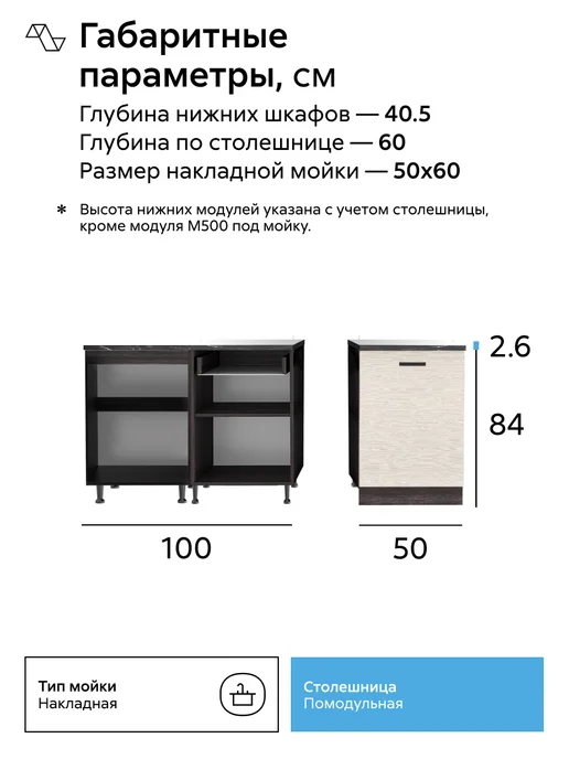НОНТОН Кухня Энбора (Венге, Лоредо), бежевый, фото 3