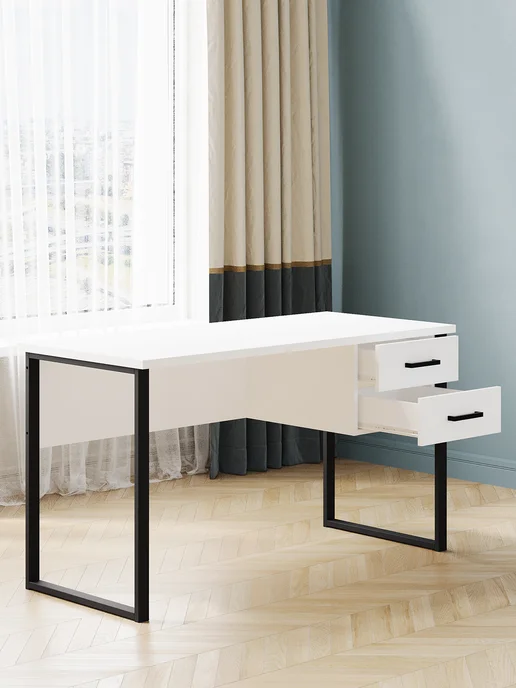 Make Mebel Стол Андерс 120 см письменный с ящиками Зеленый+Серый, черный, фото 6