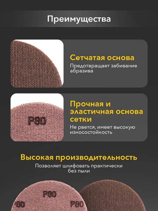 KRANZ Диск шлифовальный на сетчатой основе 125 мм, Р80, 5 шт, 5 шт, фото 2
