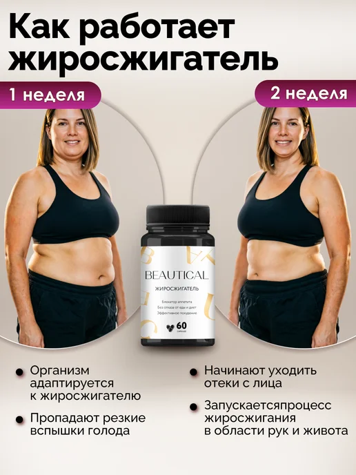 Beautical Таблетки для похудения 60шт - Жиросжигатель для женщин, 60 шт, фото 5