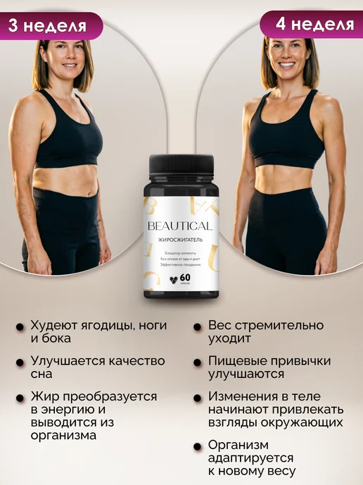 Beautical Таблетки для похудения 60шт - Жиросжигатель для женщин, 60 шт, фото 6