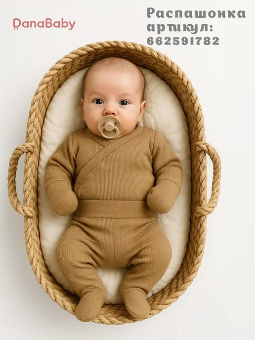 DANA baby Ползунки для новорожденного малыша, коричневый, фото 3