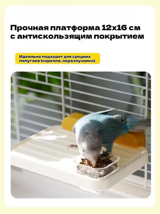 Платформа для отдыха попугаев с жердочкой Кремовый, вариант, фото 3