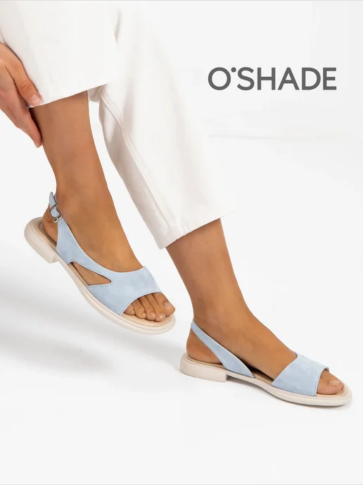 O`SHADE Босоножки замшевые женские, голубой, фото 4