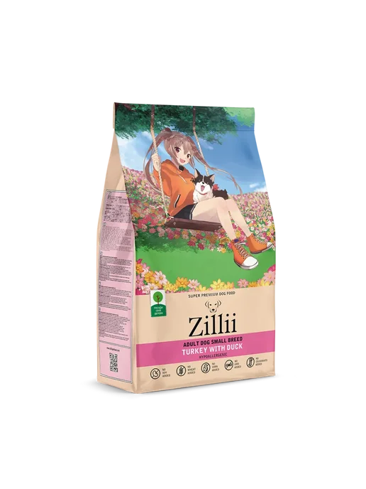 Сухой корм Zillii для собак, мелкие, индейка, утка, 2 кг