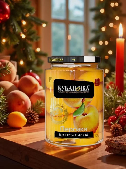 Кубаночка Абрикос, Вишня, Персик, Слива в сиропе 750 г, 750 г, фото 2
