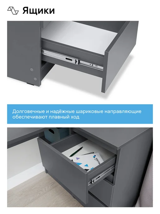 НОНТОН Стол письменный угловой Эрванта, серый, фото 7
