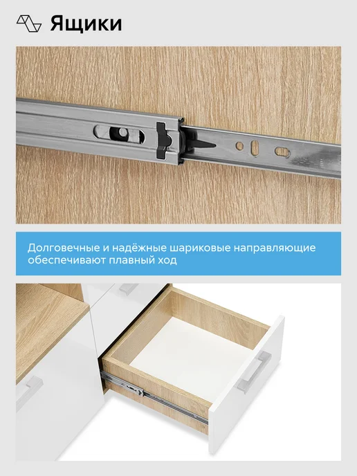 НОНТОН Стол компьютерный Немарт (Белый глянец, Дуб сонома), белый, фото 8