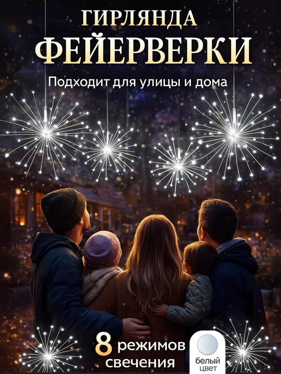 Гирлянда салют фейерверк 3м