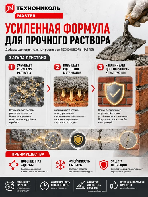 ТехноНИКОЛЬ Добавка для строительных растворов MASTER 1л, 1 л, фото 2