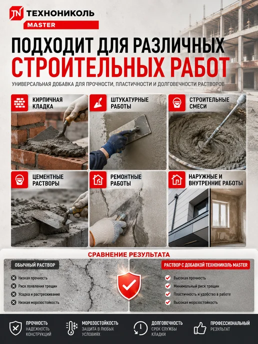 ТехноНИКОЛЬ Добавка для строительных растворов MASTER 1л, 1 л, фото 3