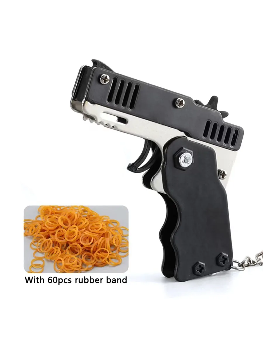 Metal Mini Folding Launcher Toy With 60pcs Rubber
