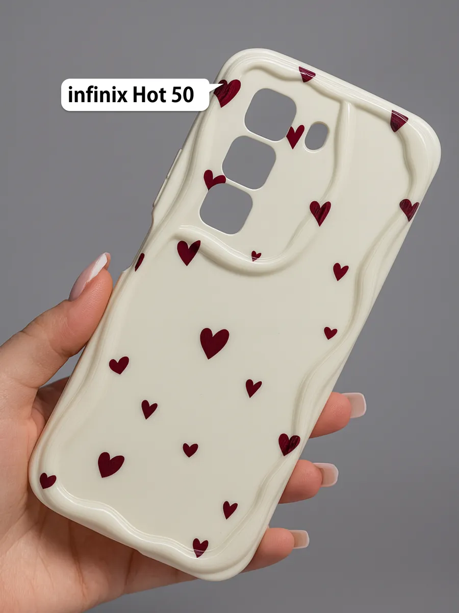 Рельефный чехол с сердечками на Infinix Hot 50
