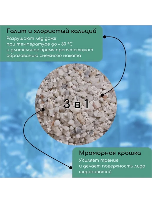 Нимай Нитай Противогололедный реагент мраморная крошка хлористый кальций, вариант, фото 2