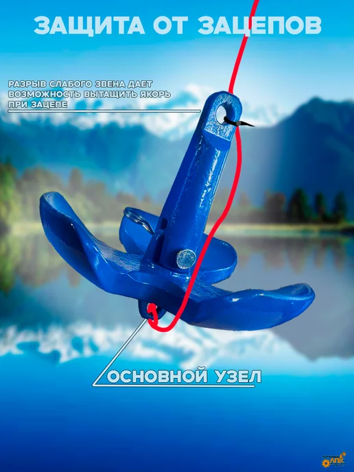 лпк Якорь складной (СВЕТЛОСИНИЙ), 4кг с системой опрокидывания, 4 кг, фото 3