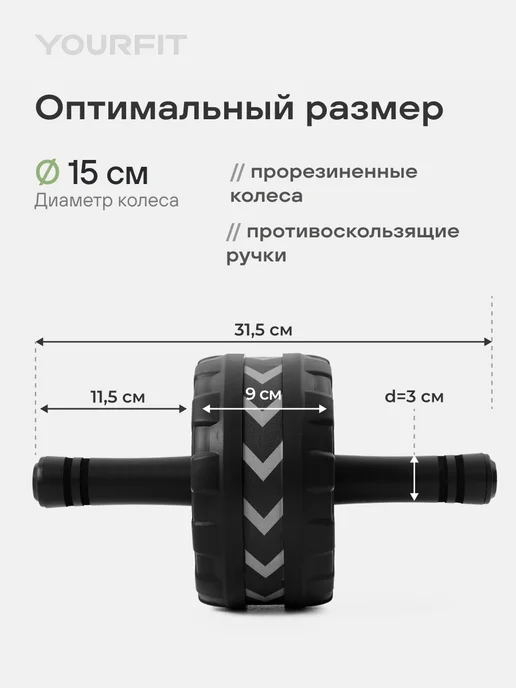 YourFit Ролик для пресса с ковриком, вариант, фото 7