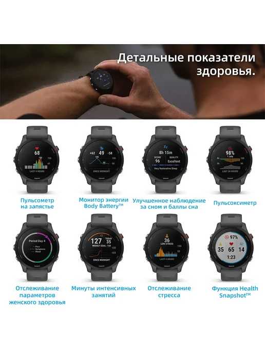 Garmin Смарт-часы Forerunner 255 GPS 46mm ANT+ Bluetooth, вариант, фото 7