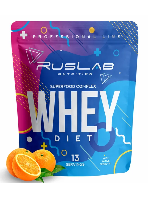 Ruslabnutrition Протеин WHEY DIET заменитель пищи 416г апельсин, 416 г