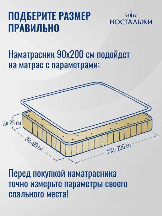 Ностальжи Наматрасник непромокаемый на резинке 160х200, 90x200 см, фото 7