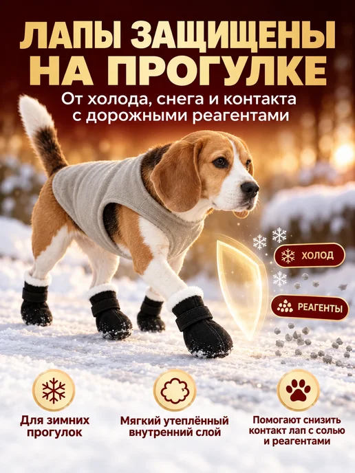 OhMyPets Обувь для собак ботинки для мелких и средних пород, черный, фото 2