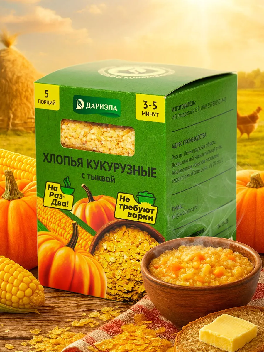 Хлопья кукурузные с тыквой, 200 г (5 порций)