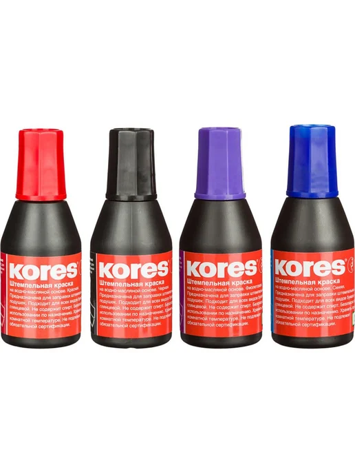 Kores Краска штемпельная 27мл, красная, 10 шт, 27 мл, 10 шт, фото 6