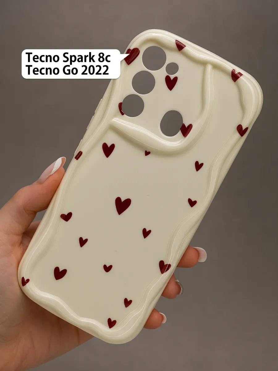 Рельефный чехол с сердцами на Tecno Spark 8c, Spark Go 2022