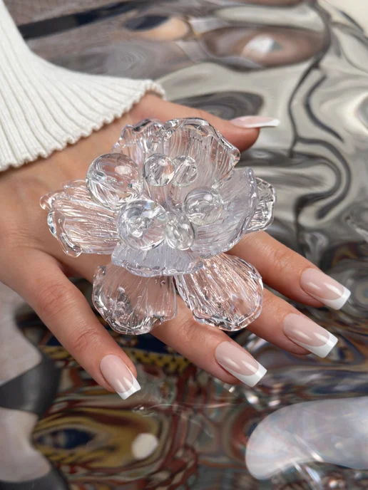 Efimero skin Кольцо крупное с цветком, белый, фото 7