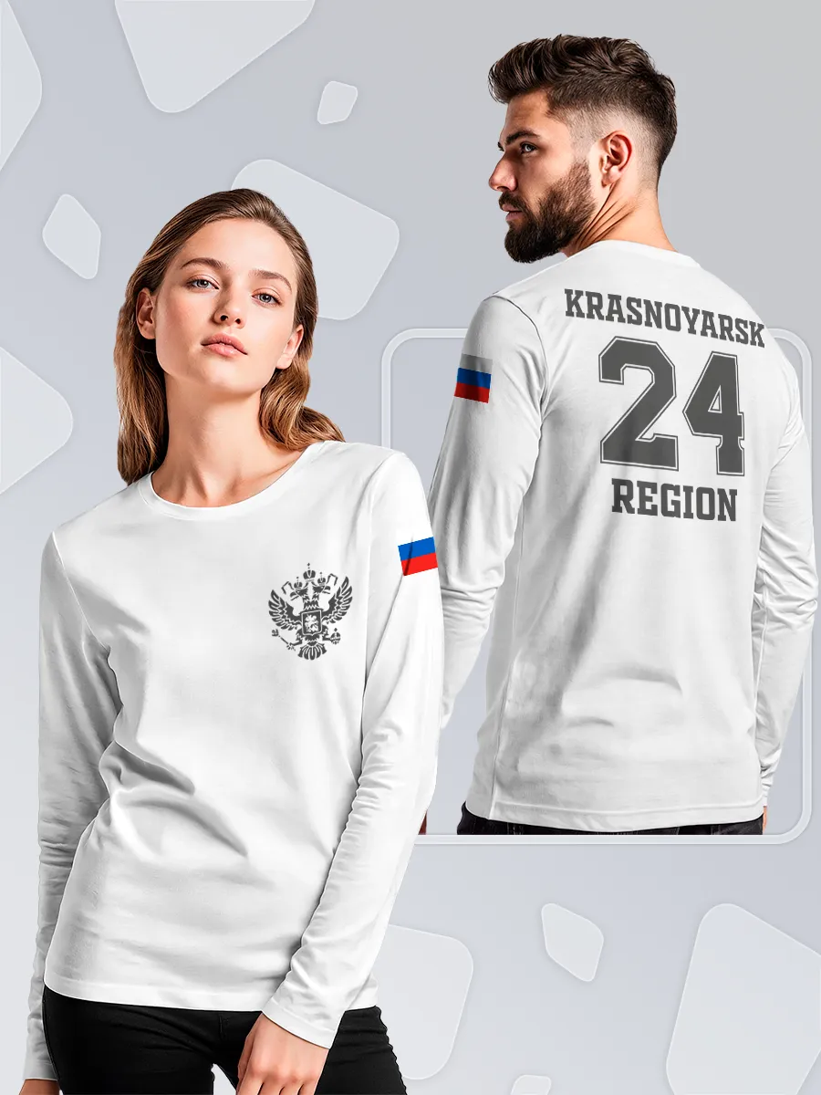 Лонгслив Красноярск 24 триколор флаг Русский герб RUSSIA