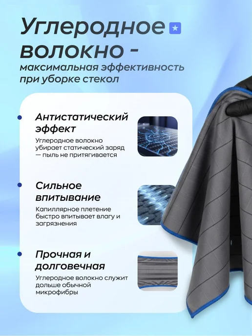 Smart Open Салфетка для стекол и зеркал, серый, фото 2