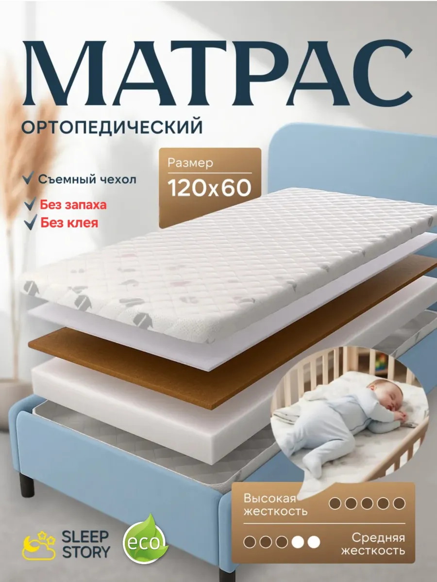 Матрас 120х60 для новорожденного в кроватку PREMIUM COMFORT