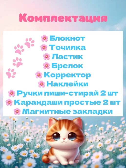 КОКИКО Набор канцелярии Лапки Котики подарочный, розовый, фото 6