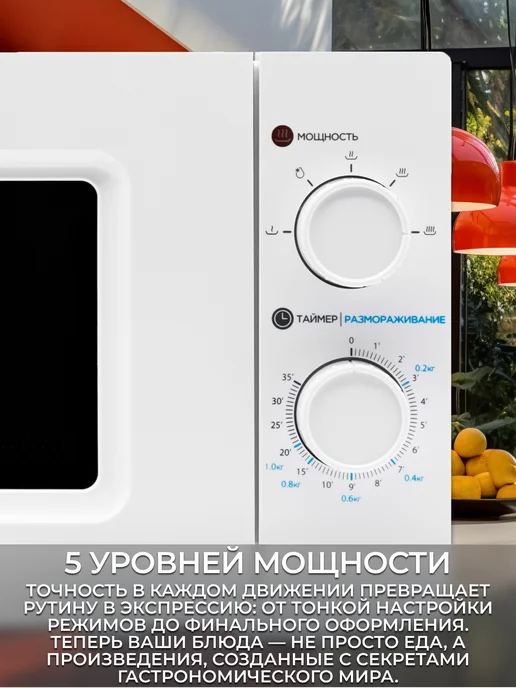 HOME Микроволновая СВЧ печь HMM207BW, 20л, 700Вт, 20 л, 700 Вт, фото 2
