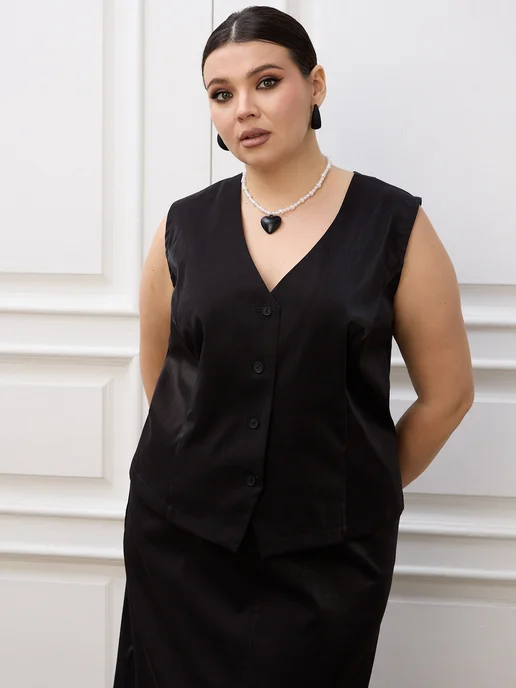 Modress Шайн Жилет полуприлегающий больших размеров, черный